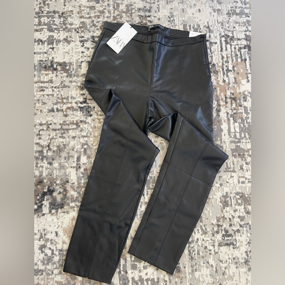 Zara  faux leather high- waisted leggings